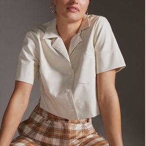 Maeve Cropped Faux Leather Surf Shirt. Size XS. Never worn.